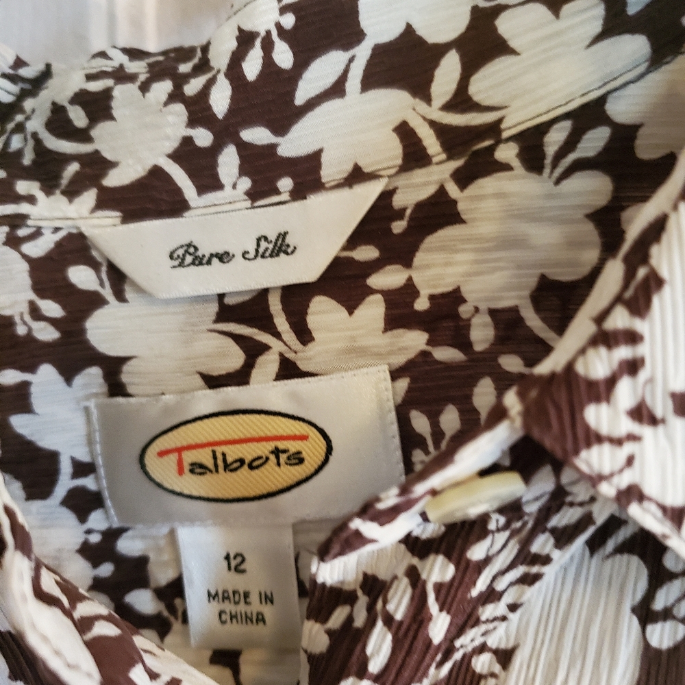 Brown And White Blouse S Lg - Picture 2 of 7